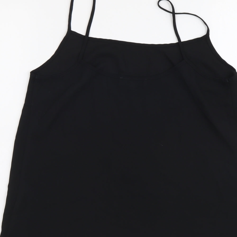 Papaya Womens Black Polyester Camisole Tank Size 10 Round Neck
