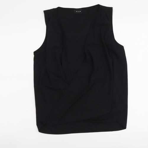 VILA Womens Black Polyester Basic Tank Size L V-Neck