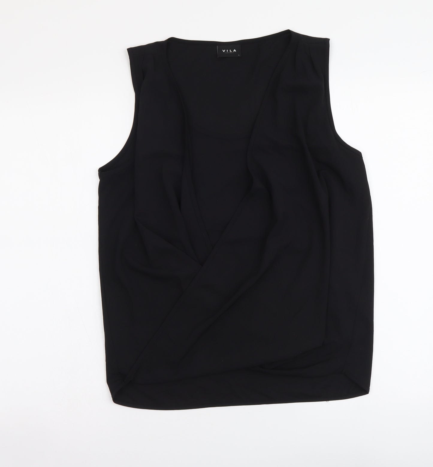 VILA Womens Black Polyester Basic Tank Size L V-Neck