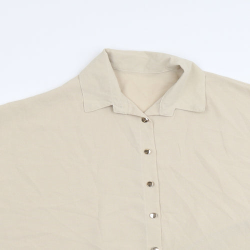 Cameo Rose Womens Beige Polyester Basic Button-Up Size S Collared