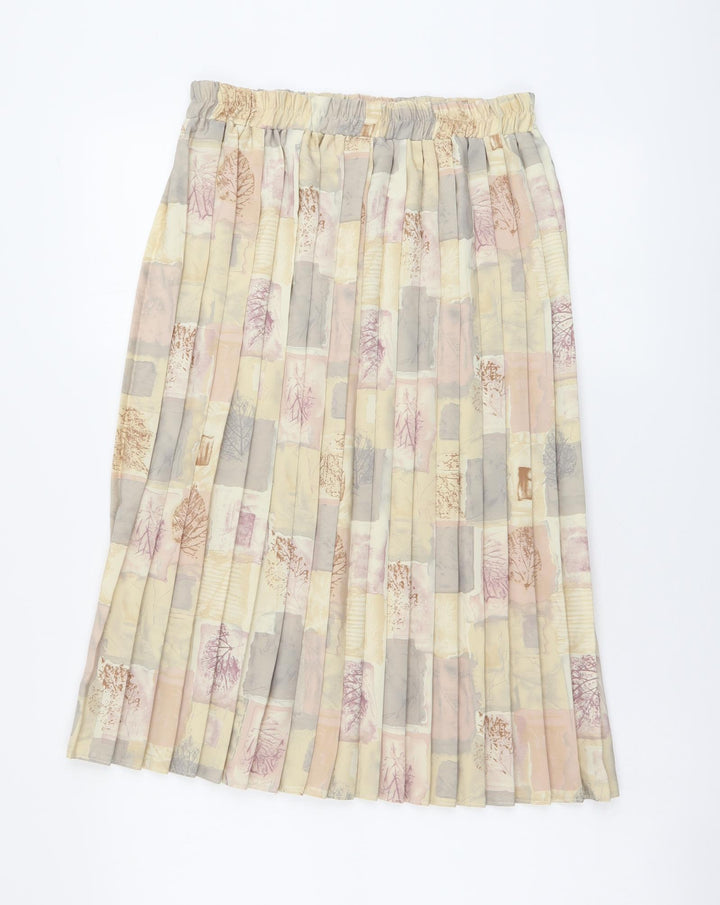 Preworn Womens Multicoloured Geometric Polyester Pleated Skirt Size XL Drawstring