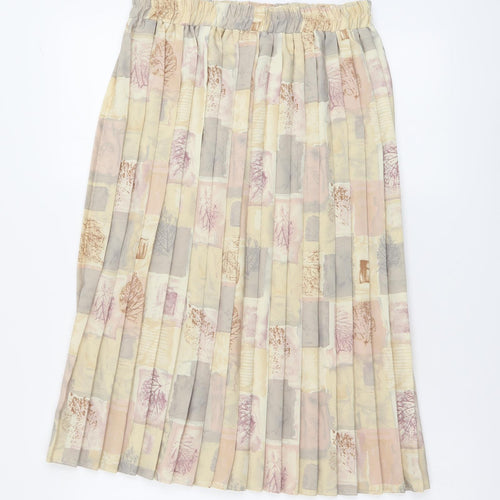 Preworn Womens Multicoloured Geometric Polyester Pleated Skirt Size XL Drawstring