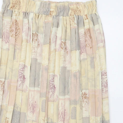 Preworn Womens Multicoloured Geometric Polyester Pleated Skirt Size XL Drawstring