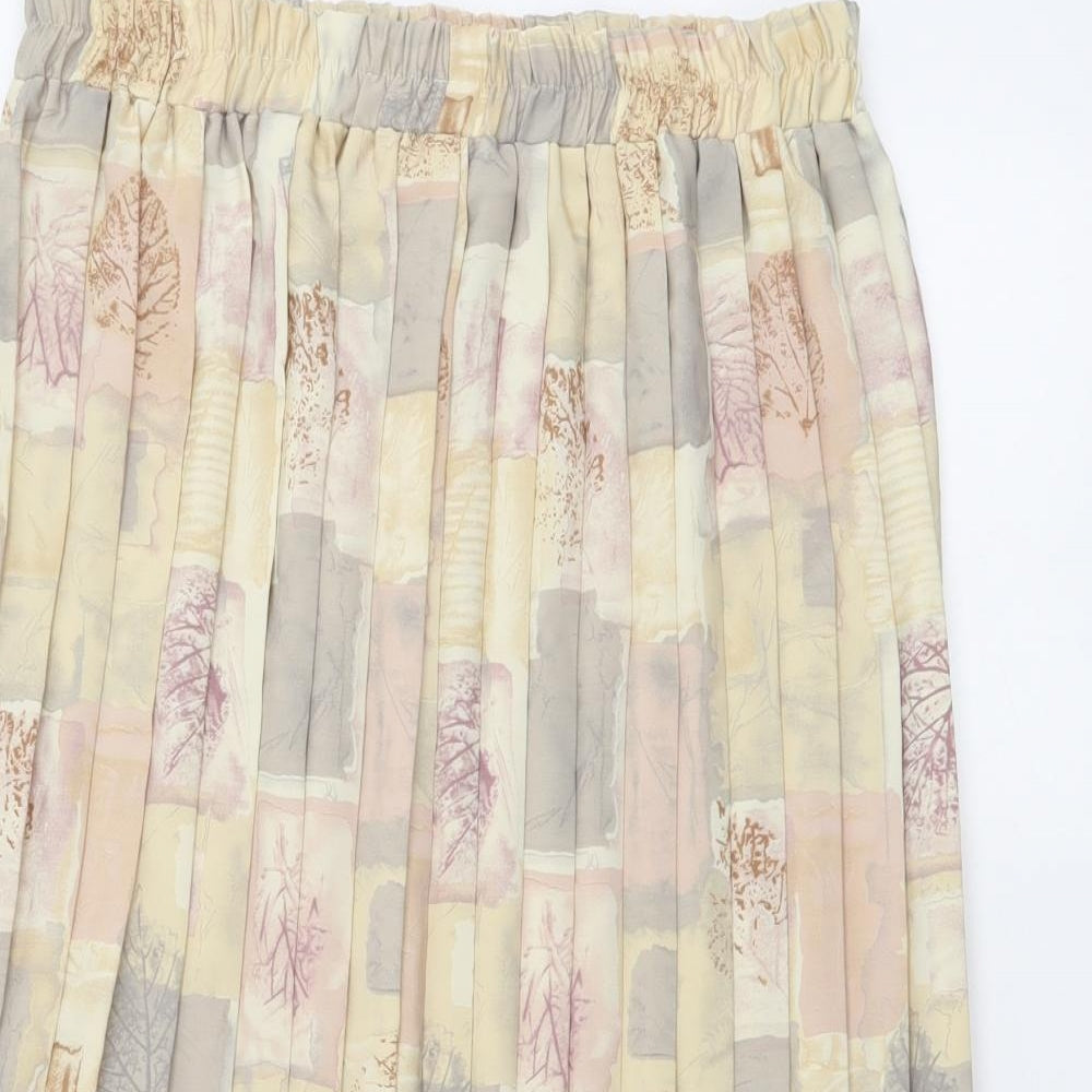 Preworn Womens Multicoloured Geometric Polyester Pleated Skirt Size XL Drawstring