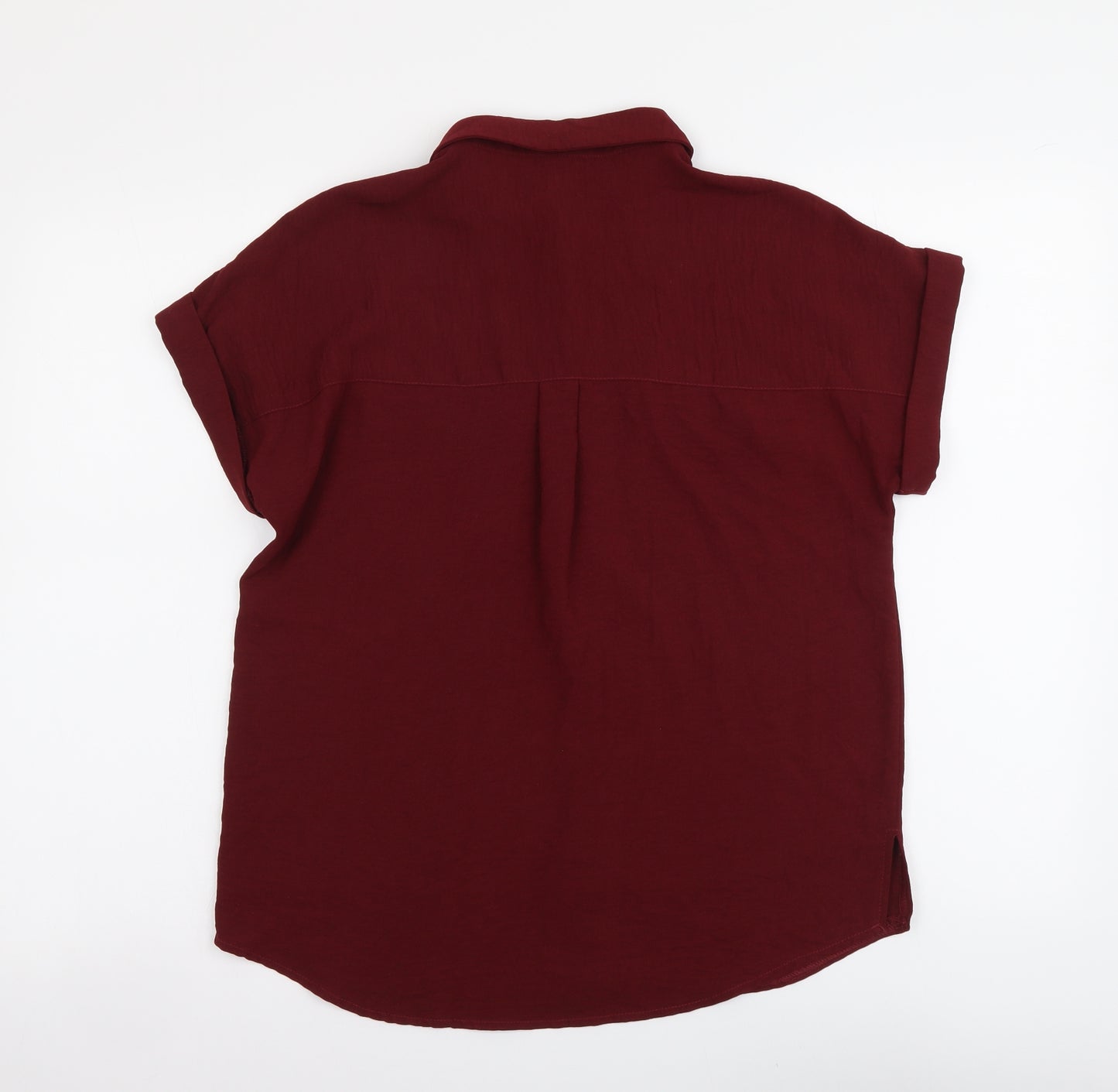 New Look Womens Red Polyester Basic Button-Up Size 8 Collared