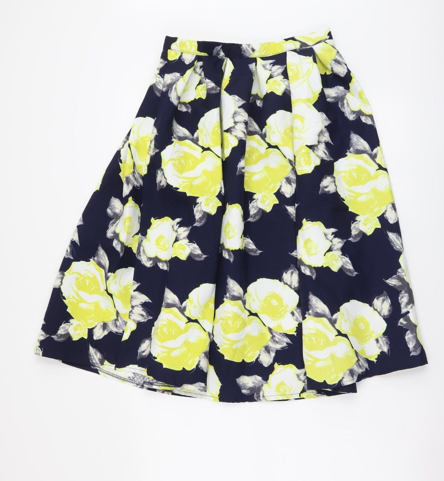 Missguided Womens Blue Floral Polyester Pleated Skirt Size 10 Zip