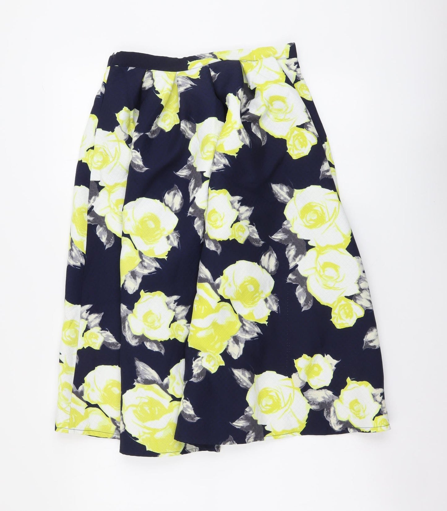 Missguided Womens Blue Floral Polyester Pleated Skirt Size 10 Zip