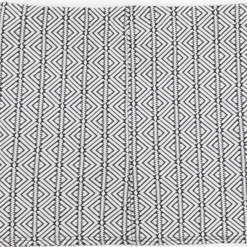 Primark Womens White Geometric Polyester Mini Skirt Size 12 Drawstring