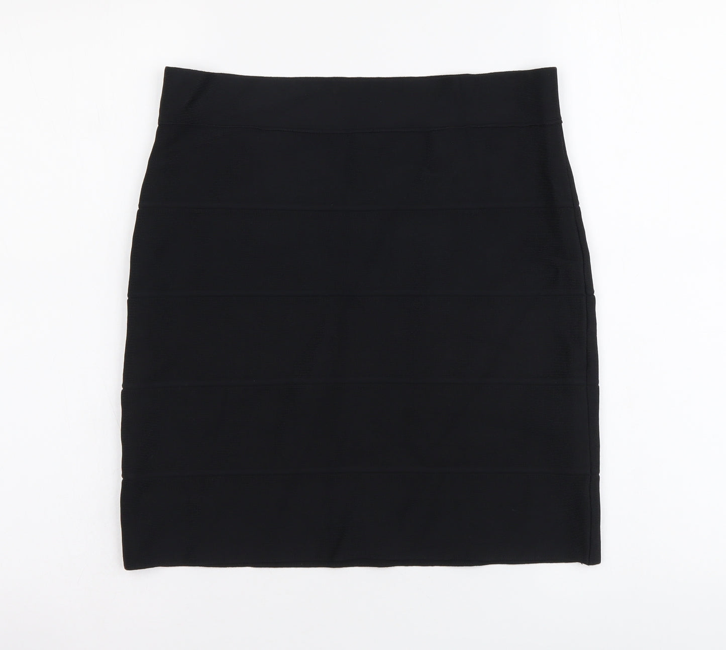 BCBGMAXAZRIA Womens Black Nylon Mini Skirt Size L Zip