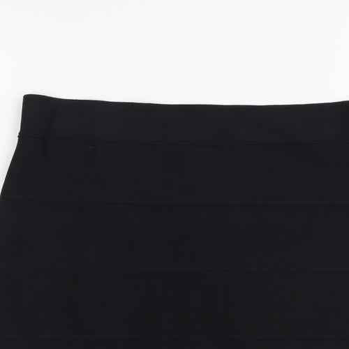 BCBGMAXAZRIA Womens Black Nylon Mini Skirt Size L Zip