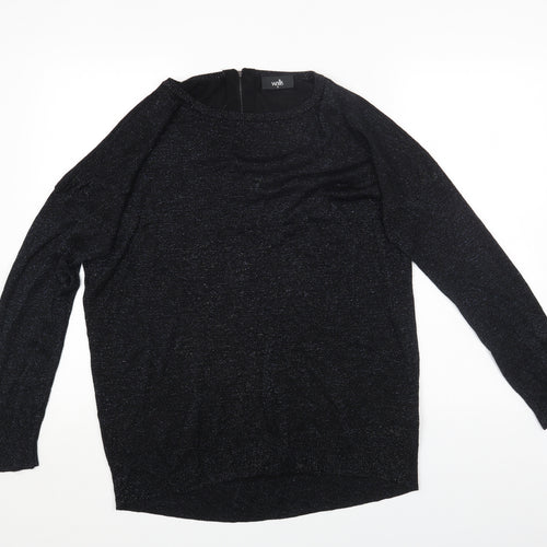 Wallis Womens Black Viscose Jersey T-Shirt Size M Round Neck