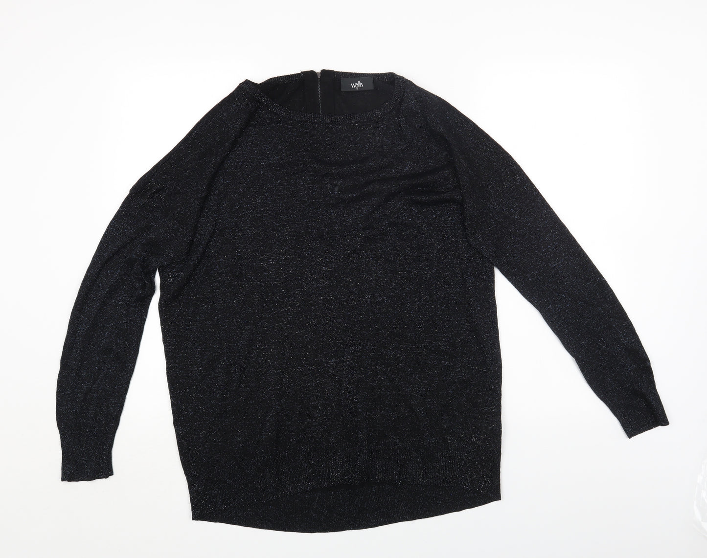 Wallis Womens Black Viscose Jersey T-Shirt Size M Round Neck