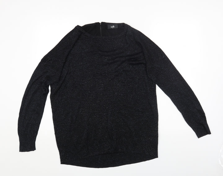 Wallis Womens Black Viscose Jersey T-Shirt Size M Round Neck