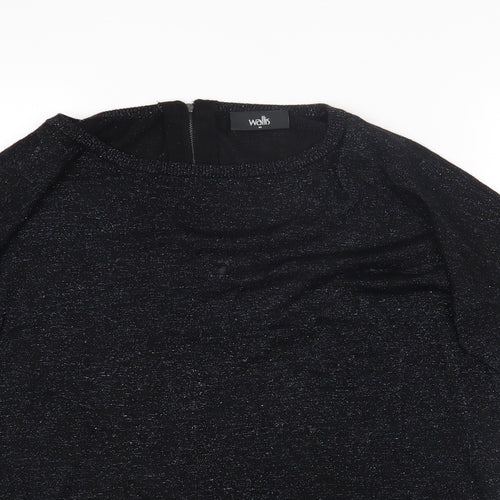 Wallis Womens Black Viscose Jersey T-Shirt Size M Round Neck