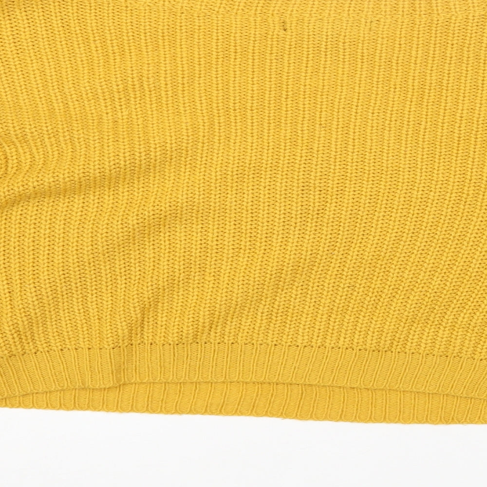 Missguided Womens Yellow Boat Neck Acrylic Pullover Jumper Size M - Cropped