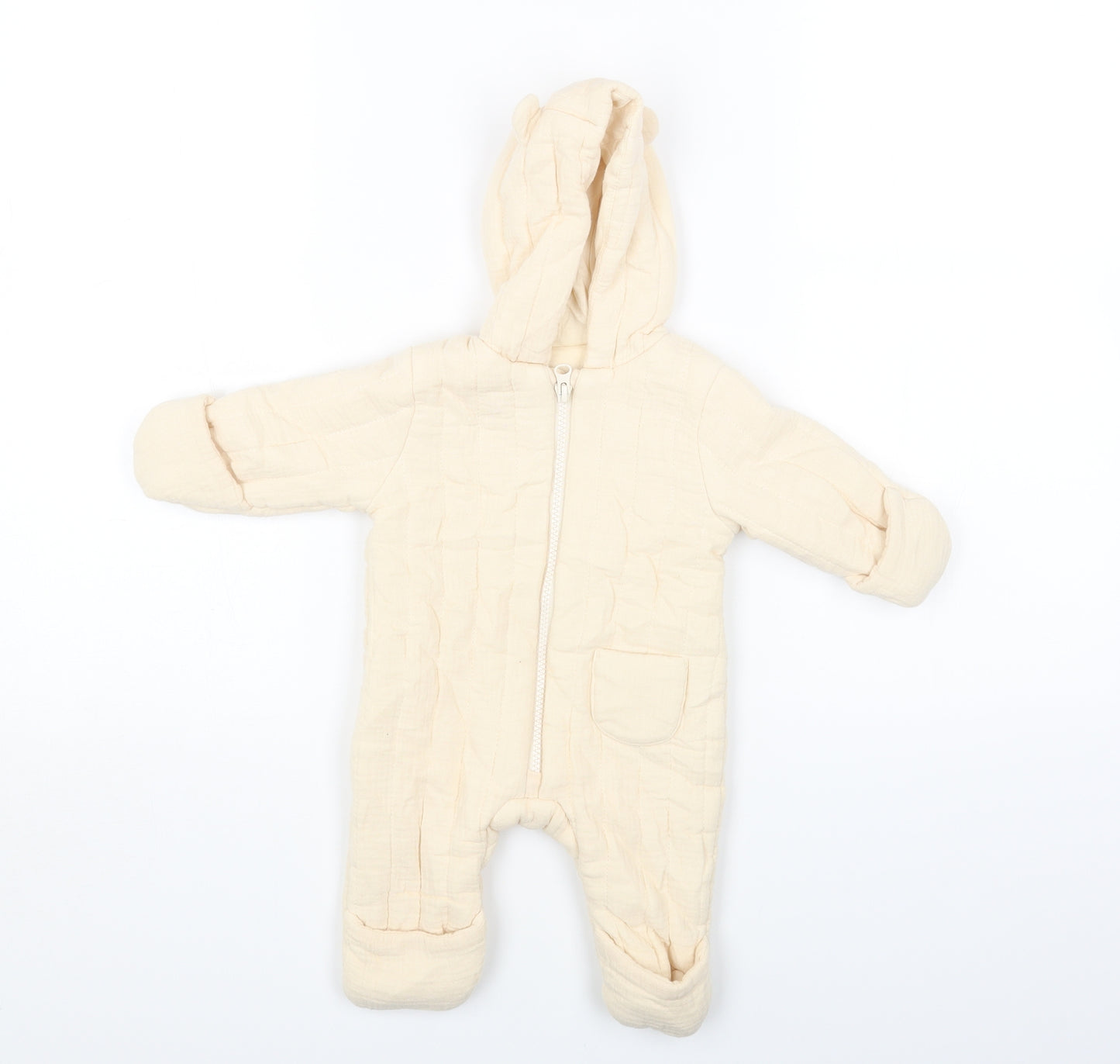 George Baby Ivory Overcoat Snowsuit Size 0-3 Months Zip