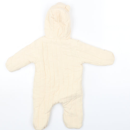George Baby Ivory Overcoat Snowsuit Size 0-3 Months Zip