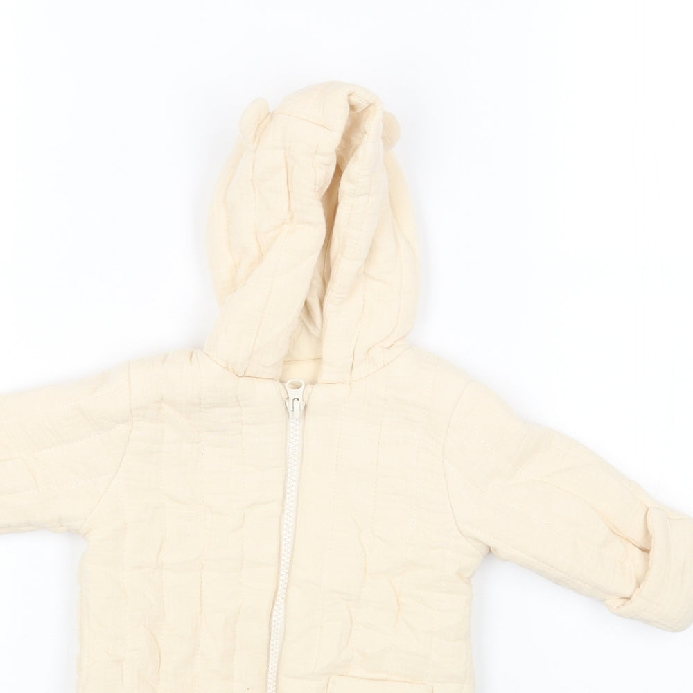 George Baby Ivory Overcoat Snowsuit Size 0-3 Months Zip