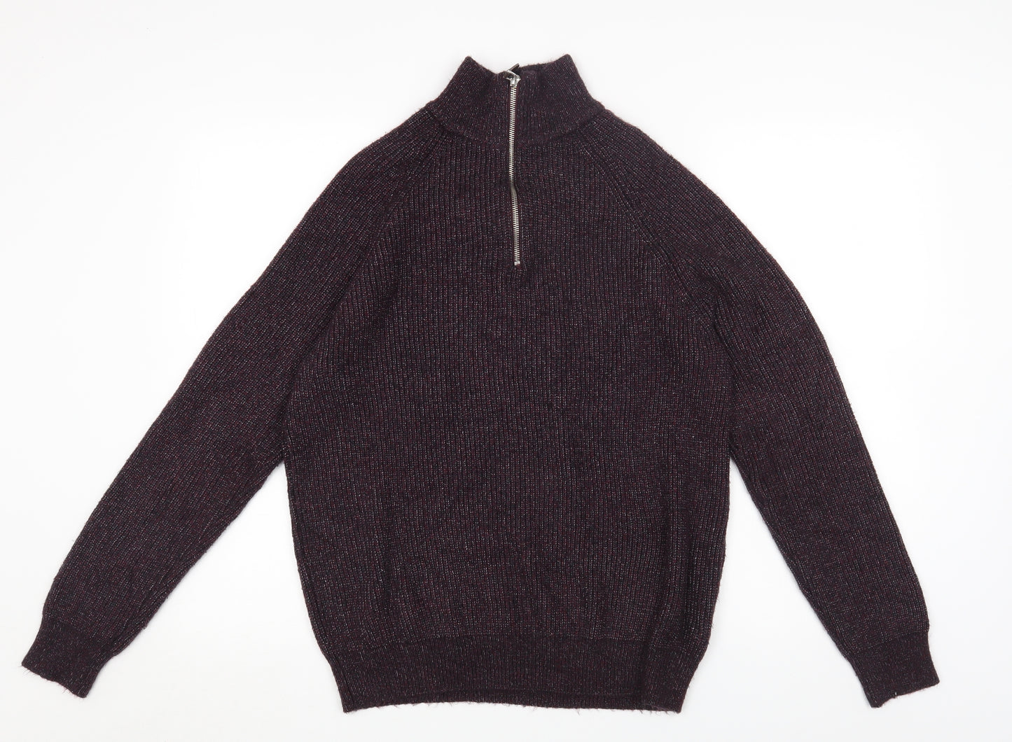 Marks and Spencer Womens Purple High Neck Polyamide Pullover Jumper Size L