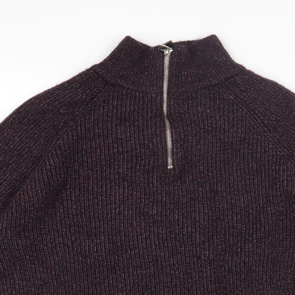 Marks and Spencer Womens Purple High Neck Polyamide Pullover Jumper Size L