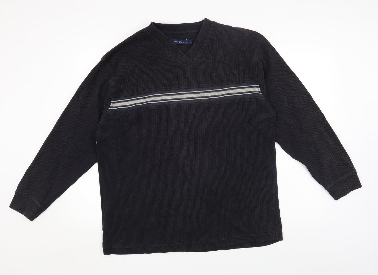 Petroleum Mens Black Cotton Pullover Sweatshirt Size L