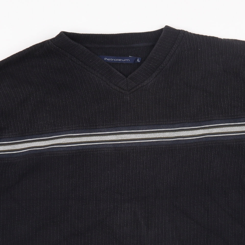 Petroleum Mens Black Cotton Pullover Sweatshirt Size L