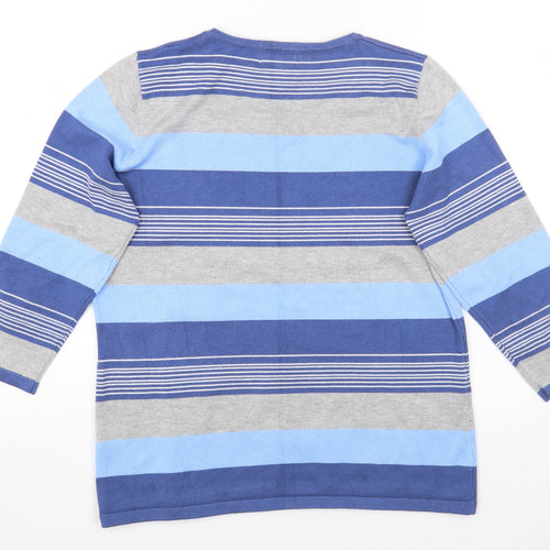 CHIANTI Mens Multicoloured Striped Viscose Pullover Sweatshirt Size L