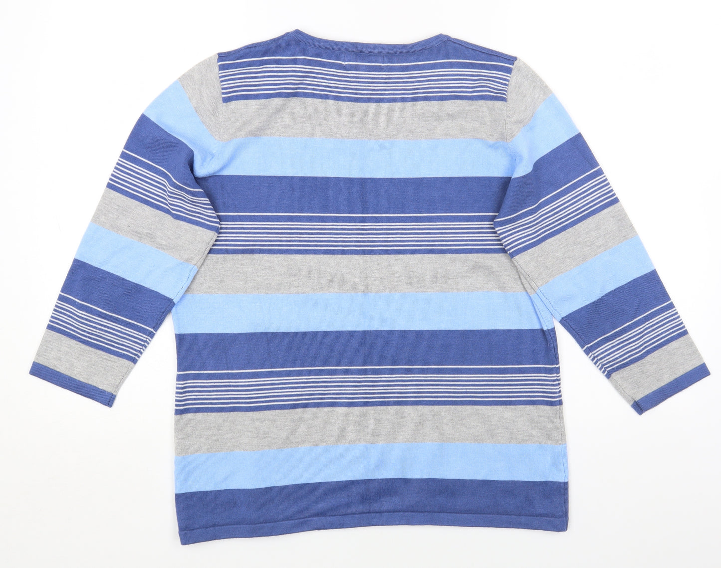 CHIANTI Mens Multicoloured Striped Viscose Pullover Sweatshirt Size L