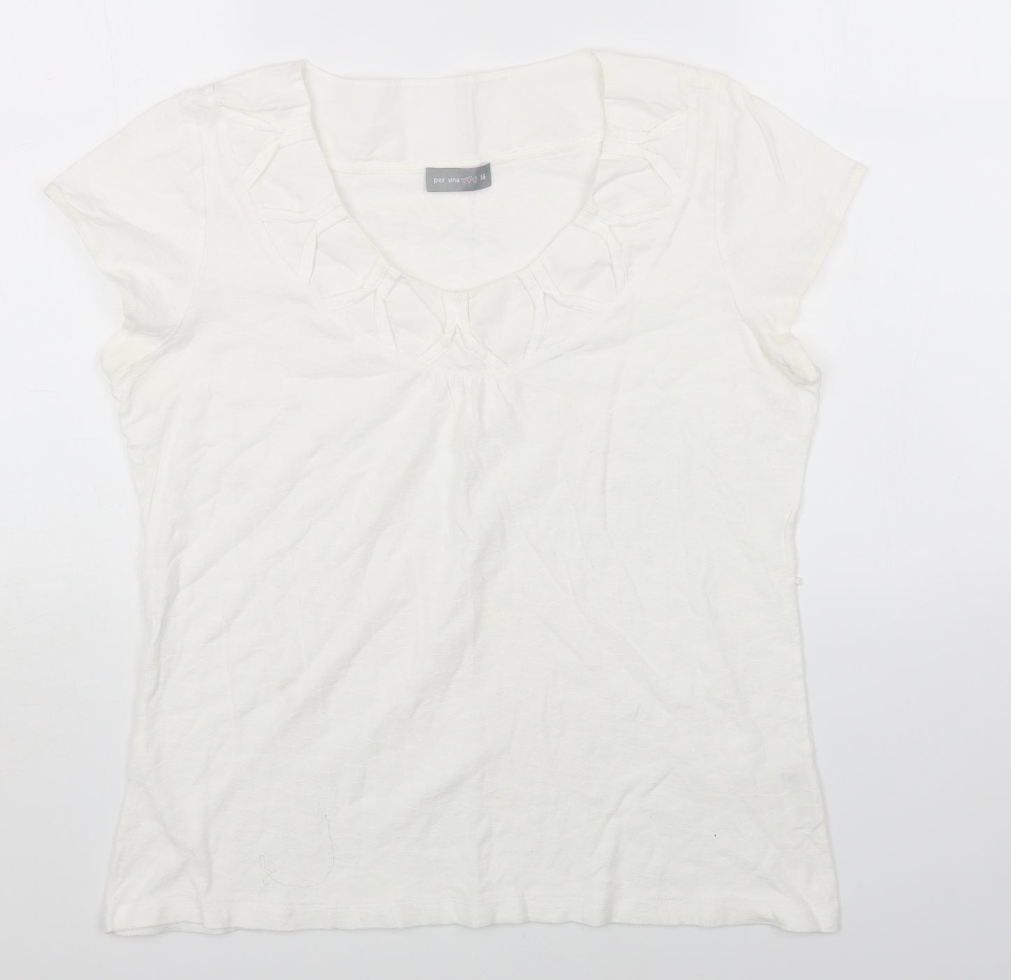 Per Una Womens White 100% Cotton Basic T-Shirt Size 18 Scoop Neck