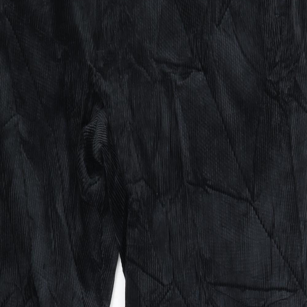 Marks and Spencer Mens Black Cotton Trousers Size 42 in L31 in Regular Zip
