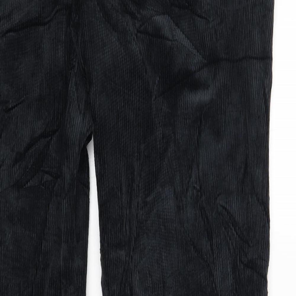 Marks and Spencer Mens Black Cotton Trousers Size 42 in L31 in Regular Zip