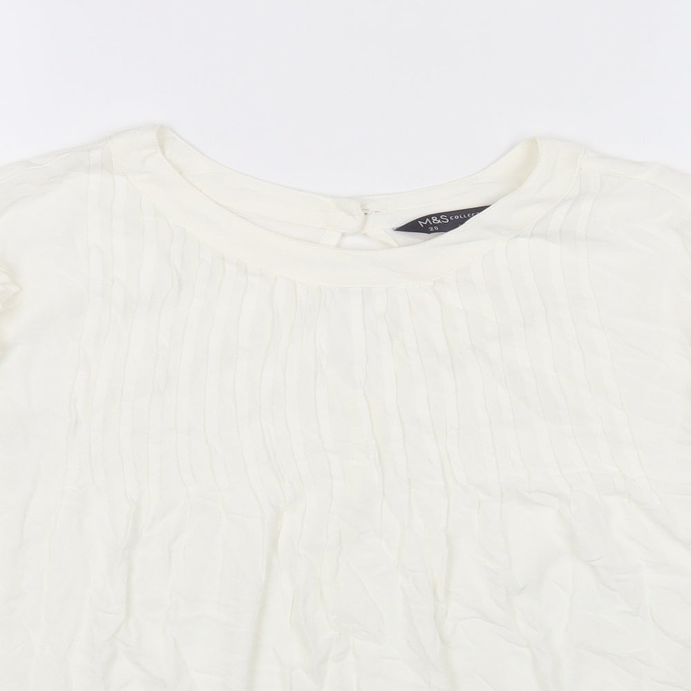 Marks and Spencer Womens White Viscose Basic Blouse Size 20 Round Neck