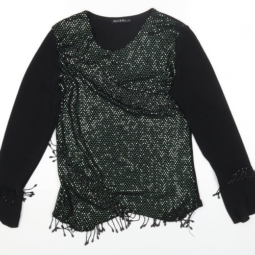 XULIS Womens Black Polka Dot Cotton Basic T-Shirt Size XL Round Neck