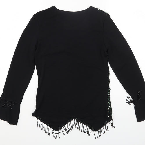 XULIS Womens Black Polka Dot Cotton Basic T-Shirt Size XL Round Neck