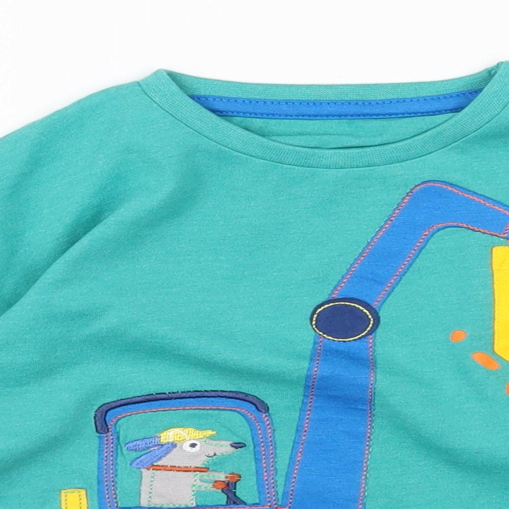Dunnes Stores Baby Green Geometric Cotton Pullover T-Shirt Size 12 Months Round Neck Pullover - Digger