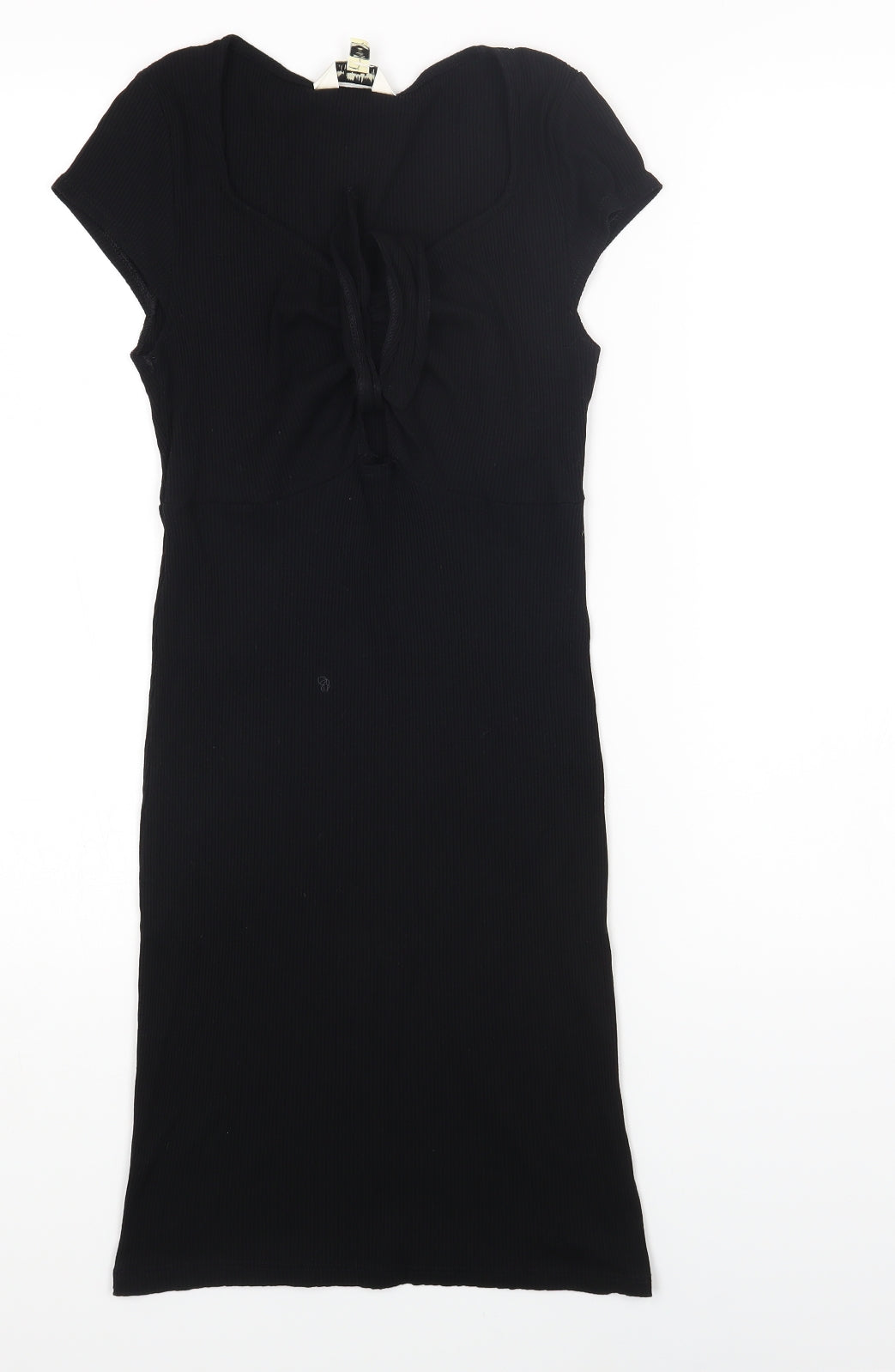 Miss Selfridge Womens Black Viscose Bodycon Size 10 Scoop Neck Pullover