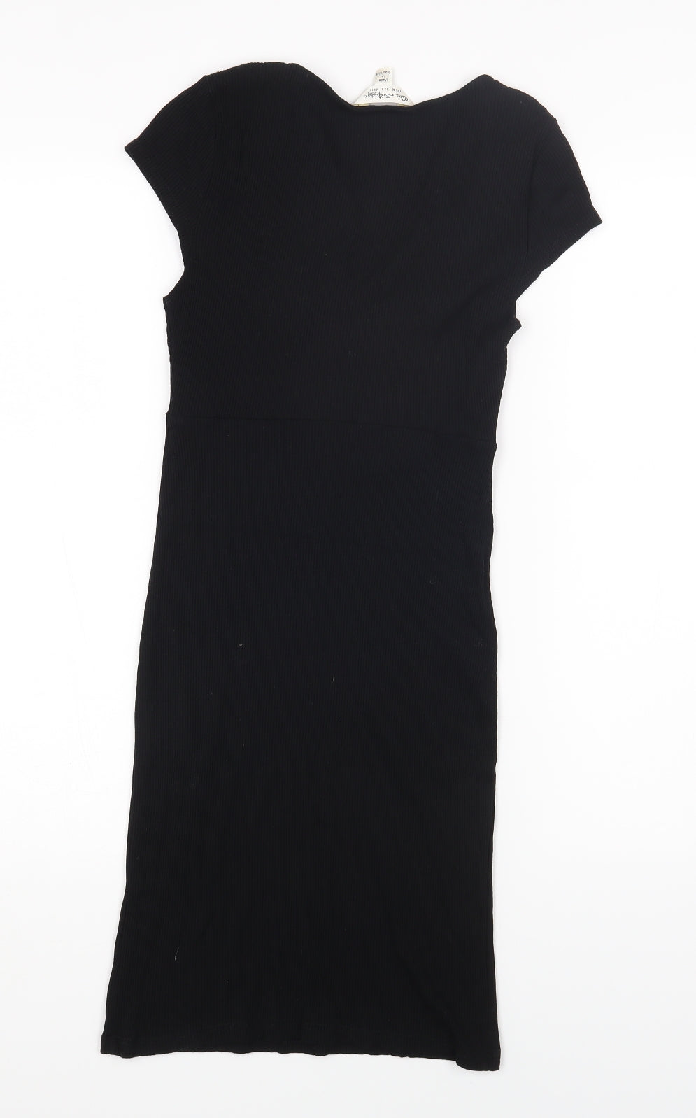 Miss Selfridge Womens Black Viscose Bodycon Size 10 Scoop Neck Pullover