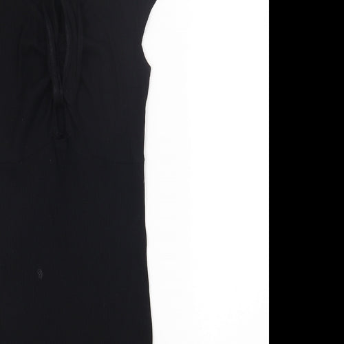 Miss Selfridge Womens Black Viscose Bodycon Size 10 Scoop Neck Pullover