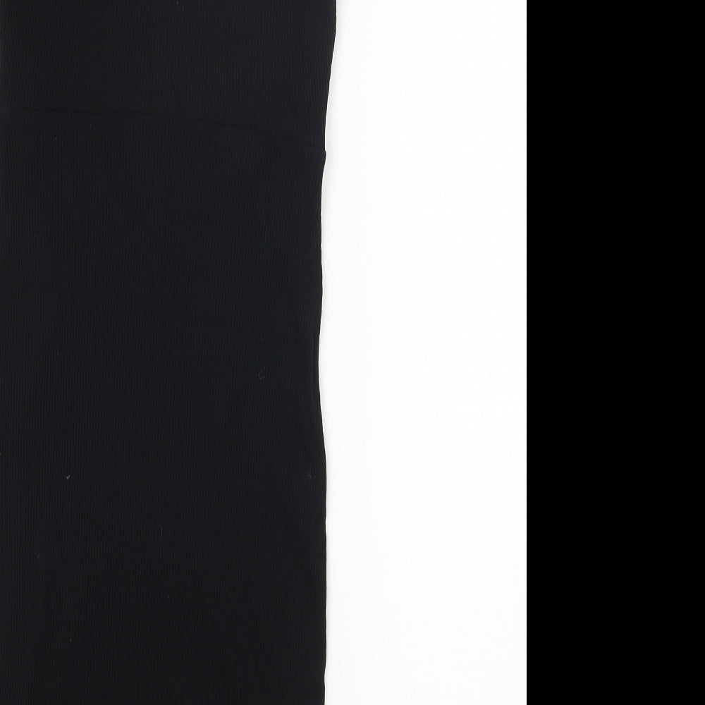 Miss Selfridge Womens Black Viscose Bodycon Size 10 Scoop Neck Pullover