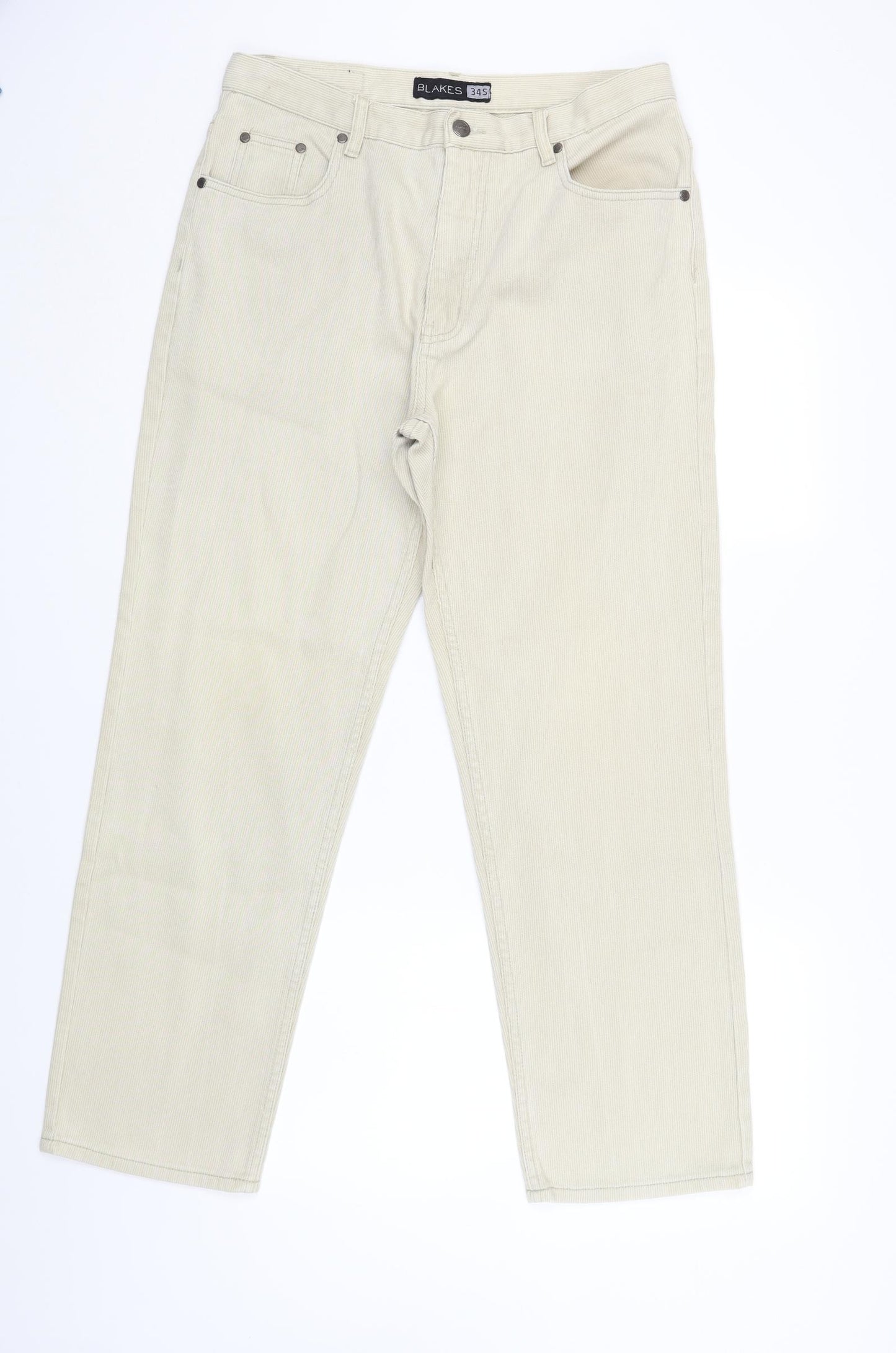 Blakes Mens Beige Cotton Straight Jeans Size 34 in L27 in Regular Zip
