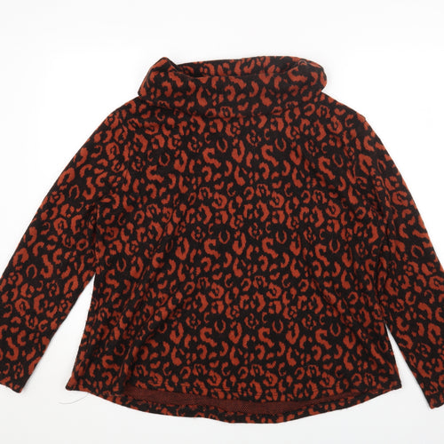 Roman Womens Black Roll Neck Animal Print Acrylic Pullover Jumper Size M