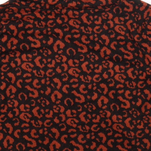 Roman Womens Black Roll Neck Animal Print Acrylic Pullover Jumper Size M
