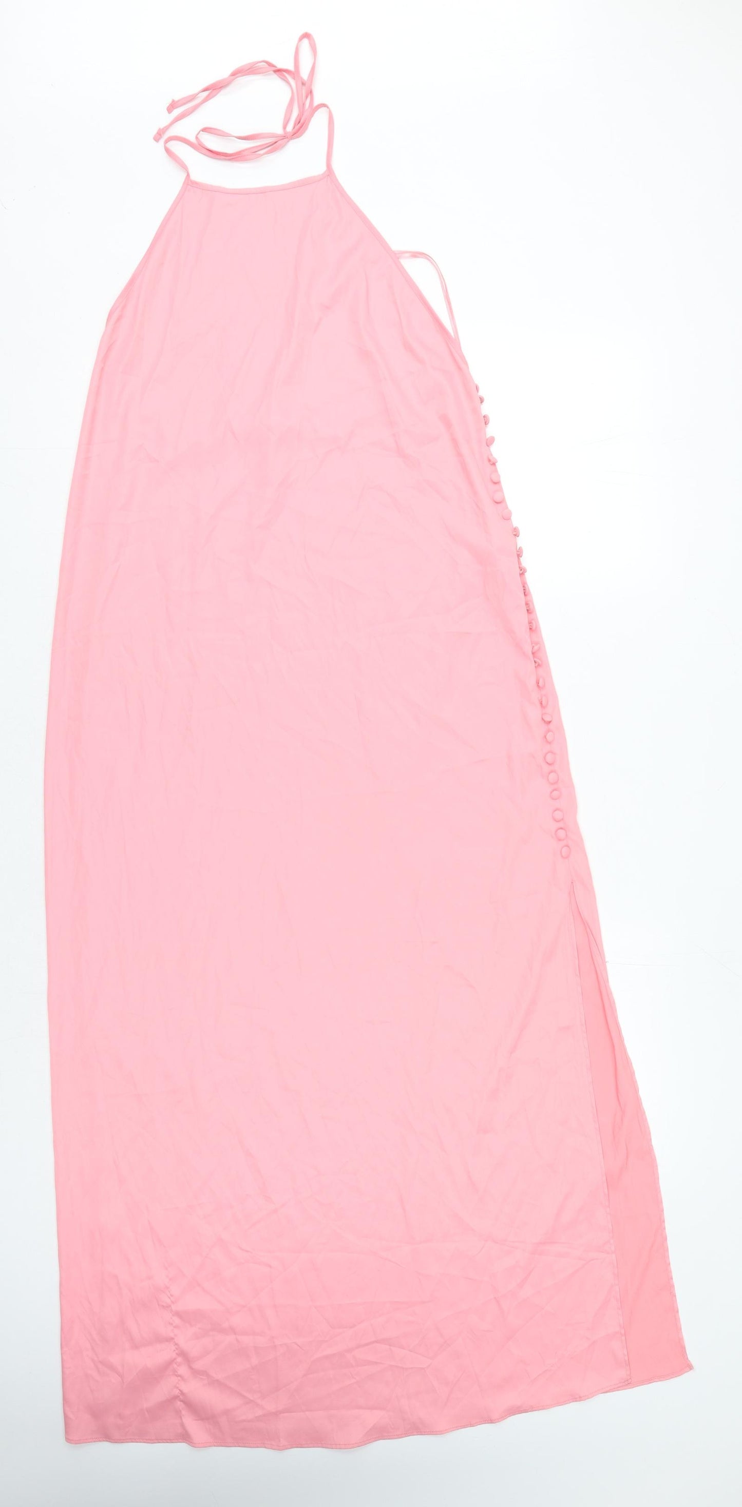 Zara Womens Pink Polyester A-Line Size M Halter Tie
