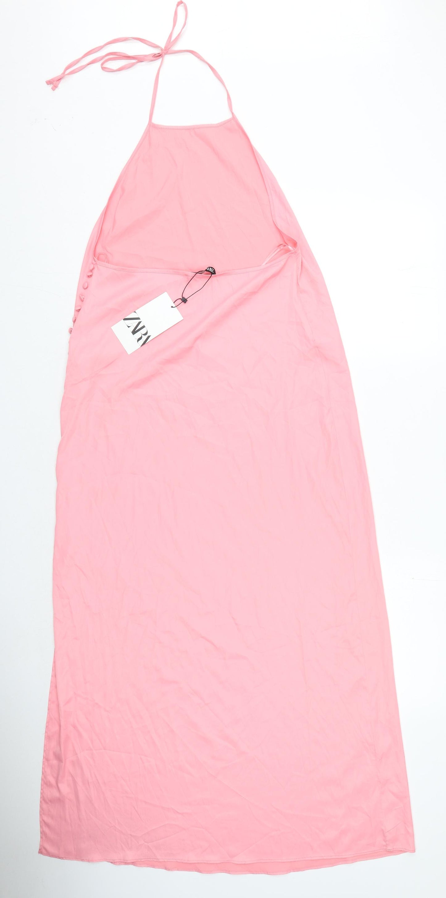 Zara Womens Pink Polyester A-Line Size M Halter Tie