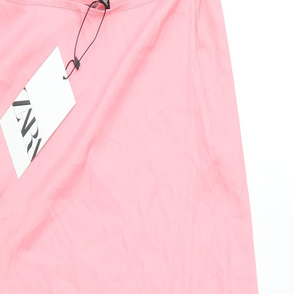 Zara Womens Pink Polyester A-Line Size M Halter Tie