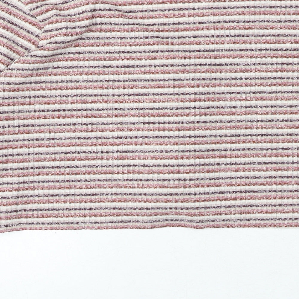 Primark Womens Multicoloured V-Neck Striped Polyester Cardigan Jumper Size XL - Cropped