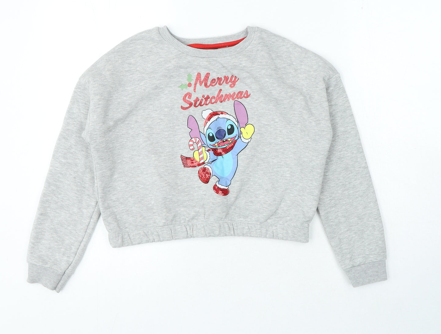 PRIAMRK Girls Grey Polyester Pullover Sweatshirt Size 9-10 Years Pullover - Disney Christmas Jumper