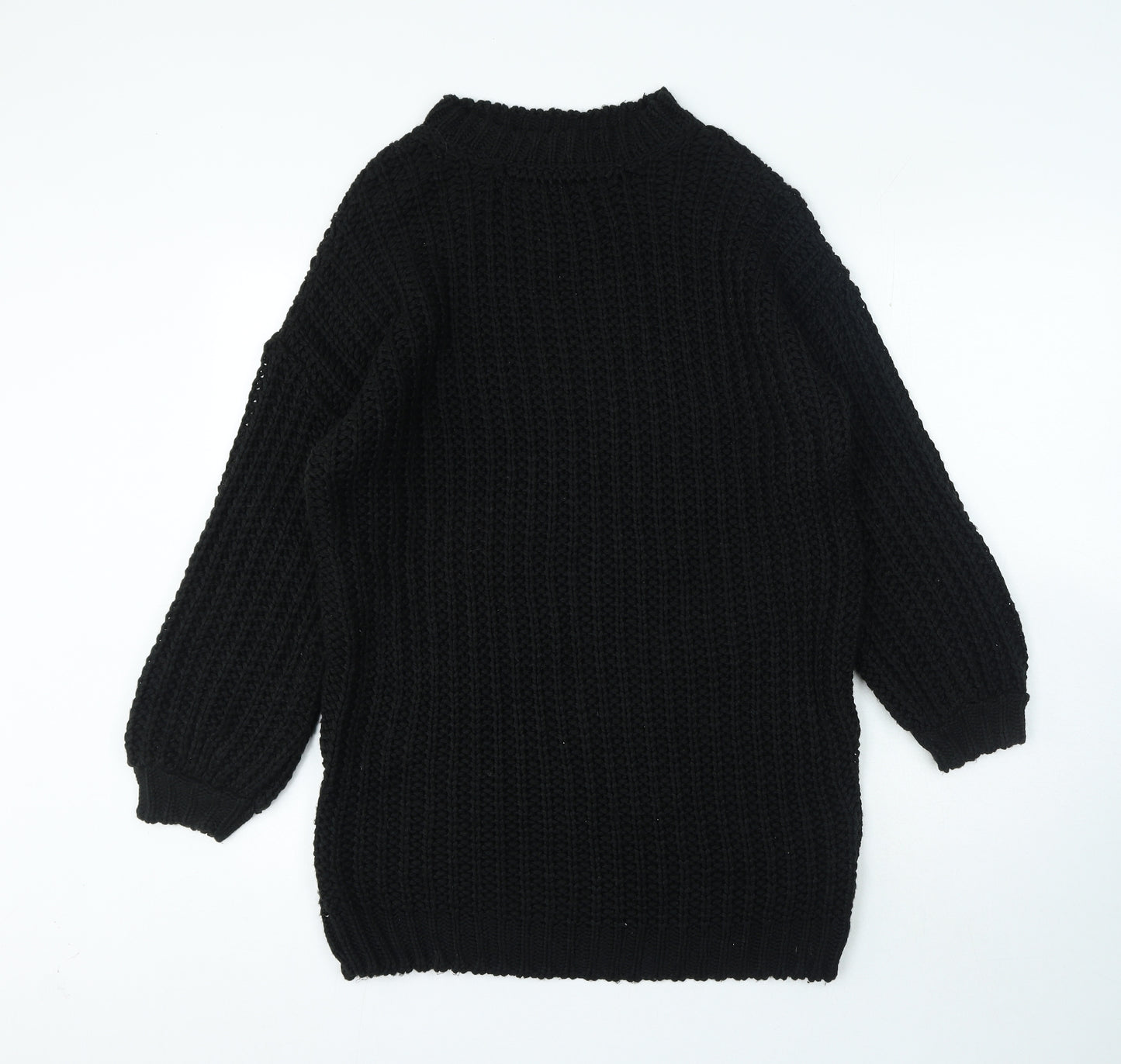 TU Womens Black Acrylic Jumper Dress Size 14 Crew Neck Pullover