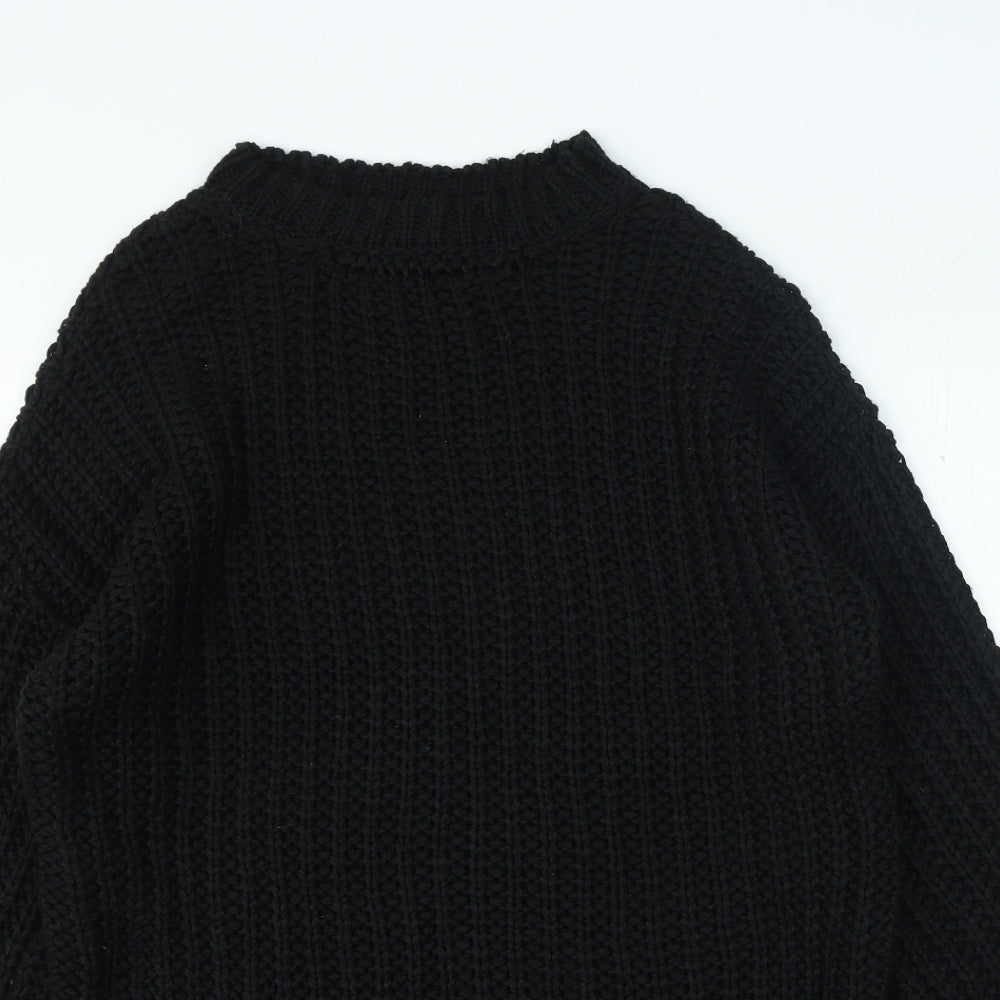 TU Womens Black Acrylic Jumper Dress Size 14 Crew Neck Pullover