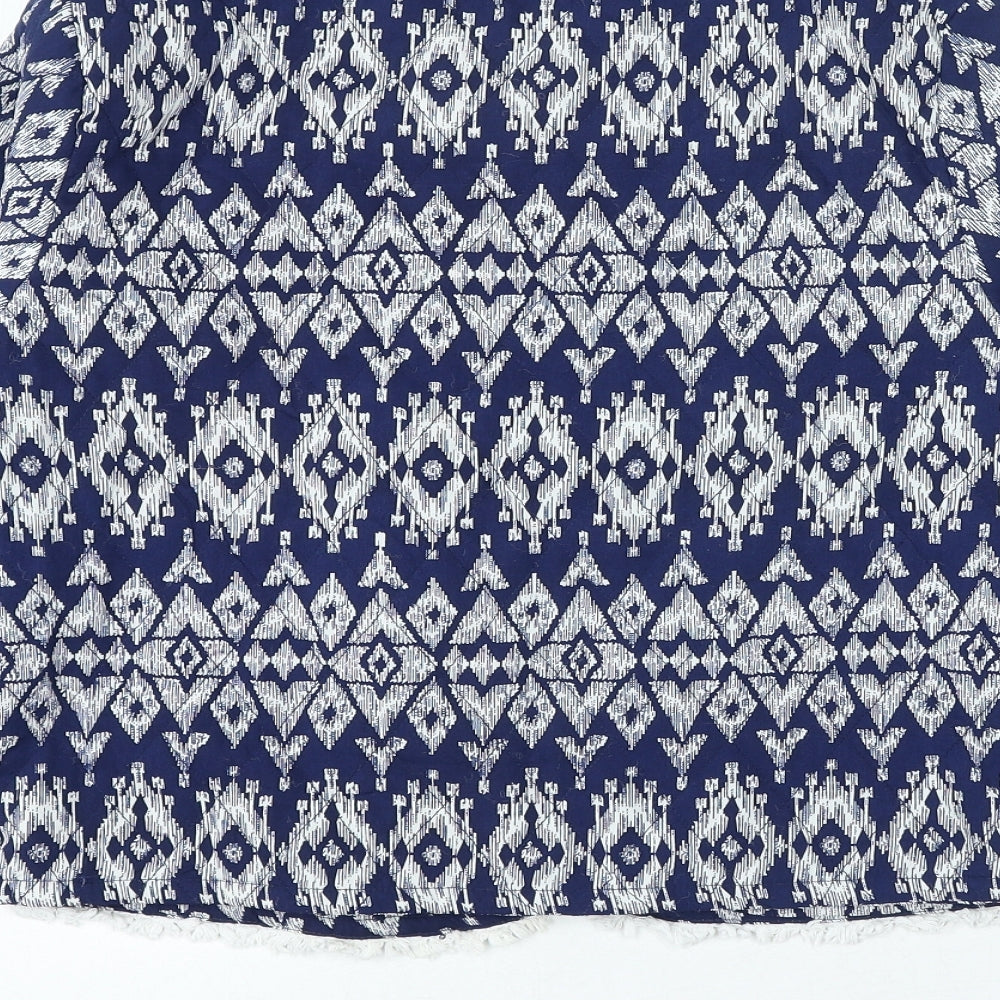 Atmosphere Womens Blue Round Neck Geometric Polyester Cardigan Jumper Size 14